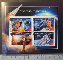 Maldives 2016 Spaceflight Records Gagarin Space Walk M/sheet Mnh - Maldives (1965-...)