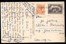 Monaco (1936) Postcard To Germany Franked With Scott Nos 44,71. Yvert Nos 59,82. - Brieven En Documenten