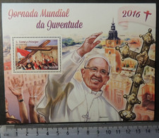 St Thomas 2016 World Youth Day Pope Francis Children Religion Souvenir Sheet Mnh - Feuilles Complètes Et Multiples