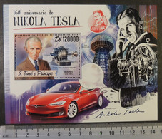 St Thomas 2016 Nikola Tesla Cars Inventor Electricity S/sheet Mnh - Full Sheets & Multiples