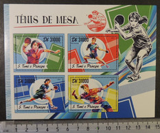 St Thomas 2016 Sport Table Tennis Women M/sheet Mnh - Feuilles Complètes Et Multiples