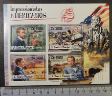 St Thomas 2016 Art American Impressionists Paintings Robinson Chase Garber Hassam M/sheet Mnh - Full Sheets & Multiples