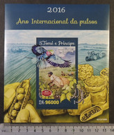 St Thomas 2016 International Year Of Pulses Food Plants Beans Birds S/sheet Mnh - Feuilles Complètes Et Multiples