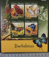 St Thomas 2016 Butterflies Insects Flowers M/sheet Mnh - Volledige & Onvolledige Vellen