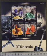 St Thomas 2016 Minerals Azurita Amazonita Bario Wulfenite M/sheet Mnh - Feuilles Complètes Et Multiples
