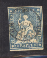0ch  0963 -  Suisse  :  ZNr 23 G  (o)  Papier épais ,  Fil De Soie Vert ,  Obl.  ST GALLEN,  Bleu Verdâtre - Gebraucht