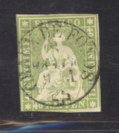 0ch  0983 -  Suisse  :  ZNr 26 A  (o)  Papier Mince ,  Fil De Soie Vert  ,  Obl. CHAUX DE FONDS - Gebraucht