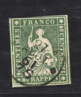 0ch  0989 -  Suisse  :  ZNr 26 G  (o)  Papier épais ,  Fil De Soie Vert - Gebraucht