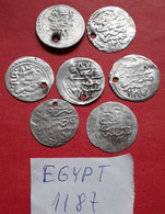Egypt Lot Of 7 PARA 1187 Silver, Different Years - Egypt