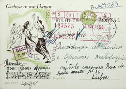 1958 Inteiro Postal Tipo «Conheça As Suas Danças» De 50 C. Enviado De Loriga Para Lisboa - Postwaardestukken