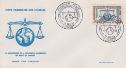 Enveloppe  FDC  1er  Jour   COTE  FRANCAISE  DES  SOMALIS   Déclaration  Des   DROITS  DE  L' HOMME   1963 - Autres & Non Classés