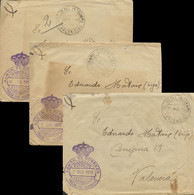 España. 2 Cartas Circuladas En Franquicia De Villar Del Arzobispo (Valencia). Año 1918. - Vrijstelling Van Portkosten