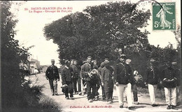 Rare Cpa St Martin Ile De Ré Le Bagne Groupe De Forçats Avec Bf - Gefängnis & Insassen