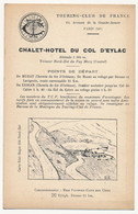 Fiche Descriptive - Puy Mary (Cantal)  - Touring Club De France - Chalet Hôtel Du Col D'Eylac - Geografia
