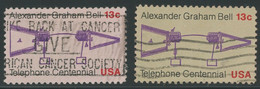USA 1976 100 Jahre Telephon 13 C., Gest. Pra.-Stück, ABART: Fehlende Farbe Gelb - Gebruikt