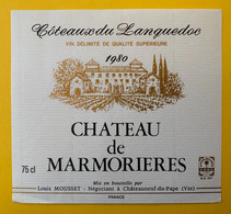 18911 - Côteaux Du Languedoc Château De Marmorières 1980 - Languedoc-Roussillon