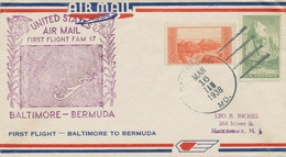 USA 1938, Superb Rare First Flight FAM 17 "BALTIMORE - BERMUDA" - 1c. 1918-1940 Lettres