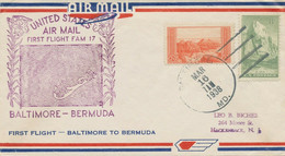 USA 1938, Superb Rare First Flight FAM 17 "BALTIMORE - BERMUDA" - 1c. 1918-1940 Brieven