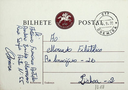 1970 Inteiro Postal Tipo «Emblema Dos CTT» De 50 C. Enviado De Odemira Para Lisboa - Postwaardestukken