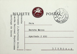 1974 Inteiro Postal Tipo «Emblema Dos CTT» De 50 C. Enviado De Santiago Do Cacém Para Lisboa - Postwaardestukken