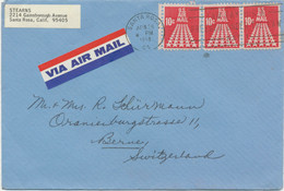 USA 1968 10 C Stars Strip Of 3 VF Air Mail Cover Slogan „SANTA ROSA, / CA / LAW DAY U.S.A. / FREEDOM UNDER THE LAW / MAY - 3c. 1961-... Cartas & Documentos