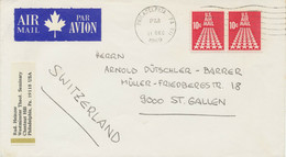 USA 1969 10 C. Stars Pair On Superb Air Mail Cover With Rare CANADIAN Air Label - 3c. 1961-... Cartas & Documentos