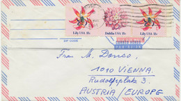 USA 1981 Flowers 18 C (se-tenant Strip Of Three) Superb Air Mail Cover To VIENNA - Brieven En Documenten