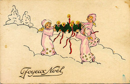 Art Card Joyeux Noel Angelots Dans La Neige - Anges