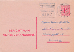 Entier Postal Changement D'adresse St Truiden Avec Flamme Sint-Truiden Verwacht U Ook Dit Jaar - Addr. Chang.