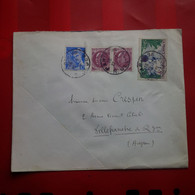 LETTRE PARIS POUR VILLEFRANCHE DE ROUERGUE 1943 TIMBRE LA FRANCE D OUTREMER - Storia Postale