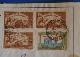 N22 TUNISIE BELLE LETTRE 1937 TUNIS POUR BRANDON FRANCE+ AFFRANCHISSEMENT INTERESSANT - Poste Aérienne