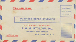 USA 1957 Air Mail Business Reply Envelope Unused J. & H. Stolow, Inc., New York - 2c. 1941-1960 Covers