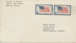 USA 1957, 4 C. (2x) 100 Years American Flag On Superb Cover From „NEWTON, KANS.“ - Cartas & Documentos