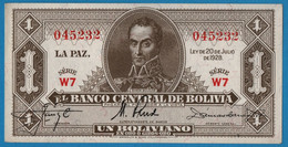 BOLIVIA 2 X 1 Boliviano L.1928 Série# W7 045232 + 233  P# 128a   Simón Bolívar - Bolivie