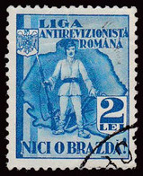ROMANIA - CINDERELLA : LIGA ANTIREVIZIONISTA ROMÂNA - NICI O BRAZDA ! - 2 LEI ~ 1934 (ag884) - Fiscale Zegels