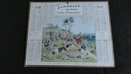 Almanach Des Postes Et Télégraphes 1910 - Chasse à Courre Piste Perdue   - Assez Bon état Complet - Calendrier - Tamaño Grande : 1901-20