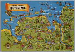Friesland - Ostfriesland  Übersichtskarte 4   Schönes Grünes Küstenland - Nordfriesland