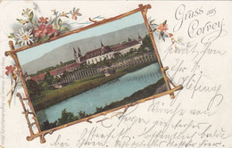 1652) GRUSS Aus CORVEY - HÖXTER - Tolle LITHO Bilderrahmen Mit Brücke ALT !! 13.04.1900 !! - Höxter