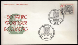 Germany Worms 1971 / Wormser Reichstag, Luther Vor Karl V, Coat Of Arms / FDC - FDC: Buste