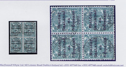 Ireland 1922 Dollard Rialtas Black Ovpt 4d Grey-green Block Of 4 Used COLLEGE GREEN DUBLIN 27 MR 22 Cds - Gebraucht