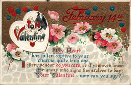 St Valentin - To My Valentine, February 14th - Flowers And Heart (coeur) Carte Gaufrée - London Series N° 2806 - Valentine's Day