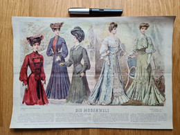 Die Modenwelt, Farb-Doppelseite Mit 5 Damen In Neuester Mode, Jahrgang, Nr. 1, 1. Oktober 1903 - Literatur