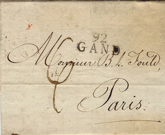 1809 -  Territoires Conquis - Lettre De 92 / GAND ( L'Escaut ) 25 Mm Noir  Pour   Bayonne - 1794-1814 (French Period)