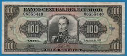 ECUADOR  100 Sucres 08.06.1988 # VU 06555440 P# 123Aa  Simón Bolívar - Ecuador