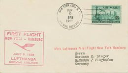 USA 1955 Superb First Flight Of Deutsche Lufthansa NEW YORK - SHANNON - HAMBURG - 2c. 1941-1960 Storia Postale