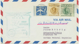 USA 1959 Erstflug A.M. 8 "Columbus, Ohio - Detroit, Michigan" Weitergeleitet BRD - 2c. 1941-1960 Cartas & Documentos