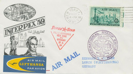 USA 1959 Sonderflug Mit Superconstellation Zur Briefmarkenausstellung INTERPEX59 - 2c. 1941-1960 Brieven