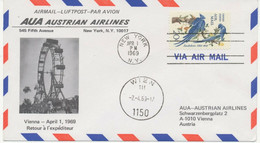 USA / ÖSTERREICH AUA ERSTFLUG NEW YORK – WIEN 1969 - 3c. 1961-... Cartas & Documentos