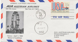 USA / ÖSTERREICH AUA ERSTFLUG NEW YORK – WIEN 1969 - 3c. 1961-... Cartas & Documentos