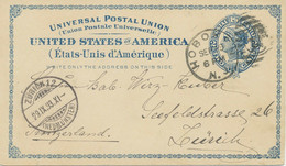 USA 1893 2C Dunkelblau Liberty GA-Postkarte "HOBOKEN / N.J."-Duplex SPARSCHRIFT - ...-1900